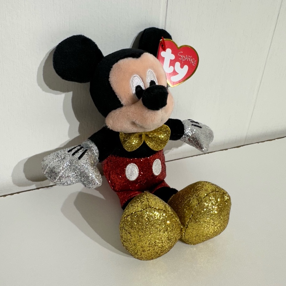 TY Disney MICKEY MOUSE Sparkle Red. Silver and Gold